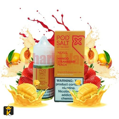 سالت انبه توت فرنگی هلو پاد سالت <br><span>Pod Salt Nexus Mango Strawberry Peach 30ml</span>